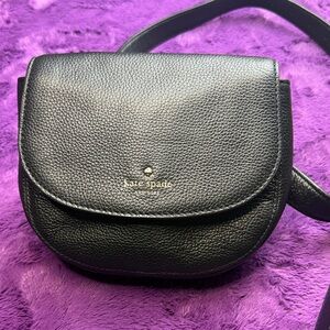 Kate Spade New York Leila pebbled Black Leather belt bag